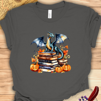 Dragon studying spell books