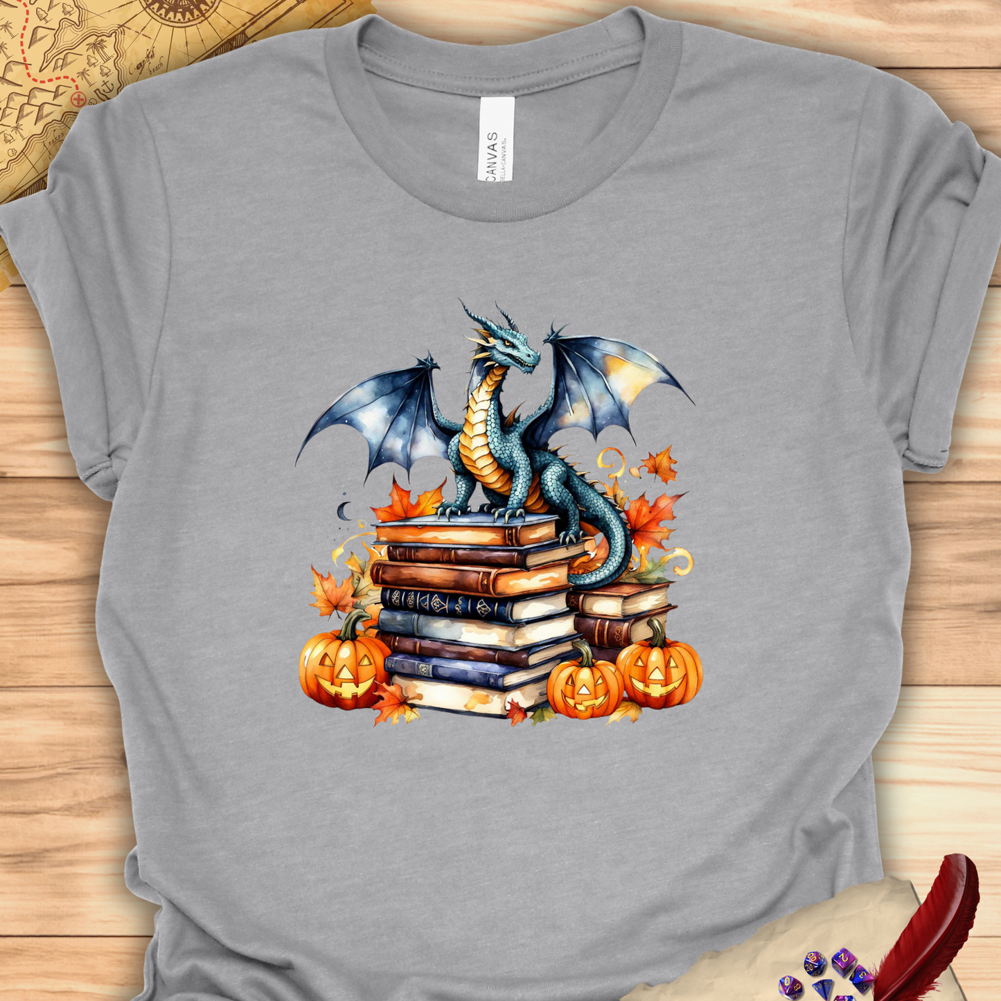 Dragon studying spell books