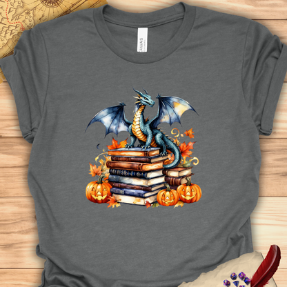 Dragon studying spell books