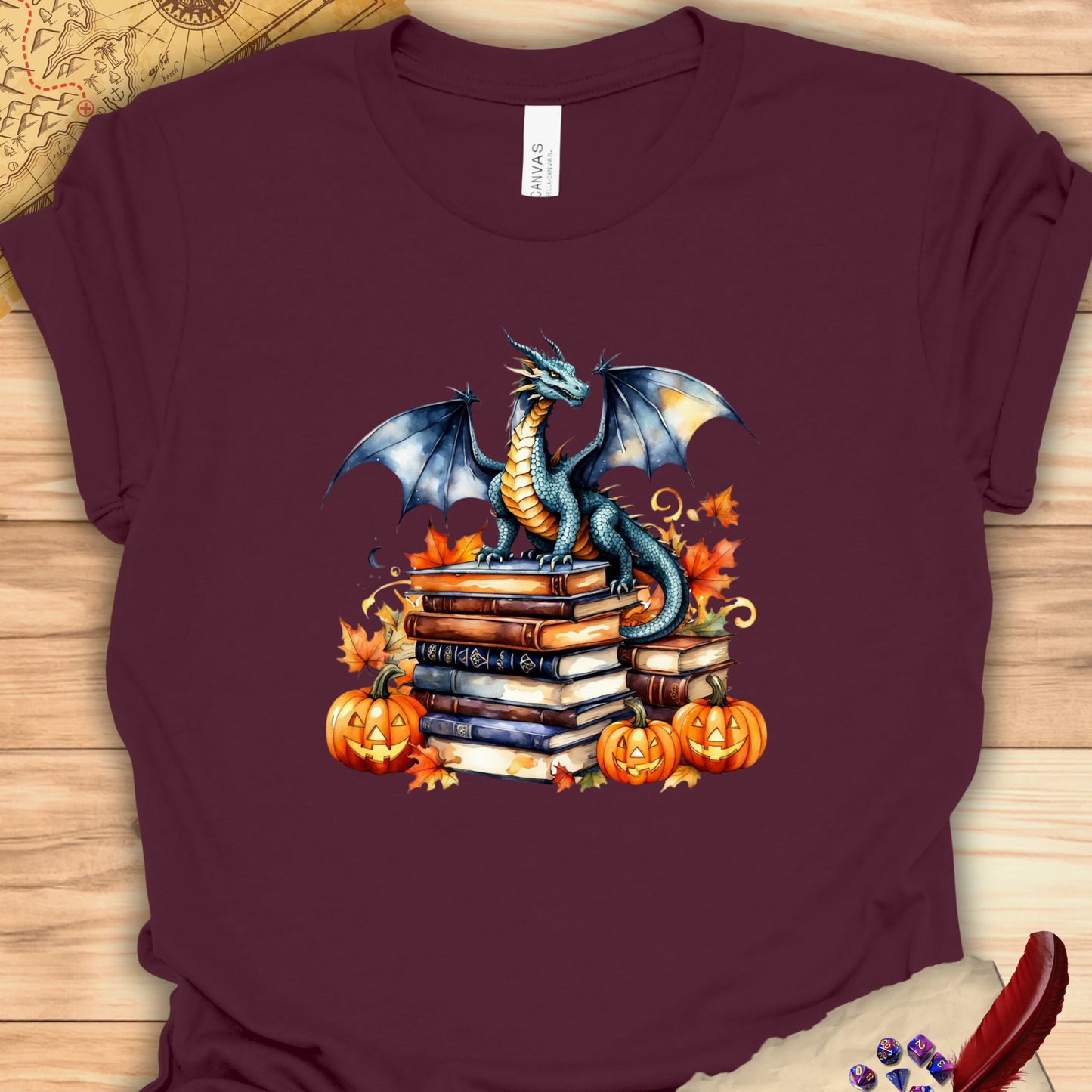 Dragon studying spell books