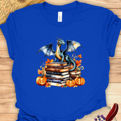 Dragon studying spell books