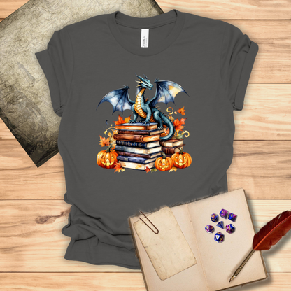 Dragon studying spell books